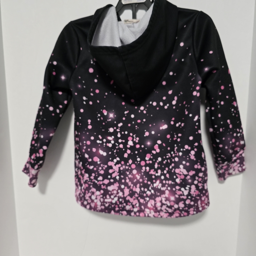 Emma And Elsa Girls' 5/6Y Pink Black Front Zip-Up Hoodie Jacket. - Picture 3 of 8